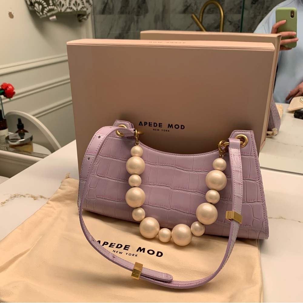 Apede Mod Lavender Croc-Embossed Bag